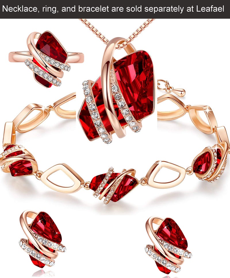 Leafael Wish Stone Stud Earrings with Ruby Red Birthstone Crystal for January and July, 18K Rose Gold Plated - Image 5